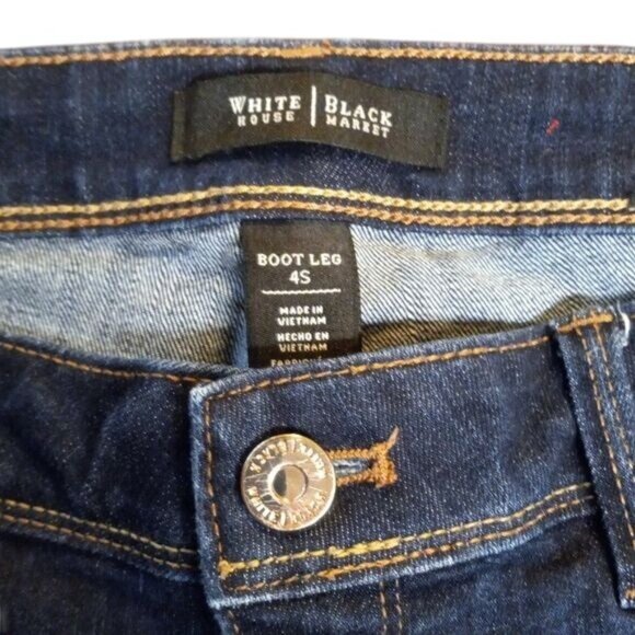 White House Black Market Size 4S Jeans Womens Boot Leg Blue Dark Wash Denim - Picture 3 of 13